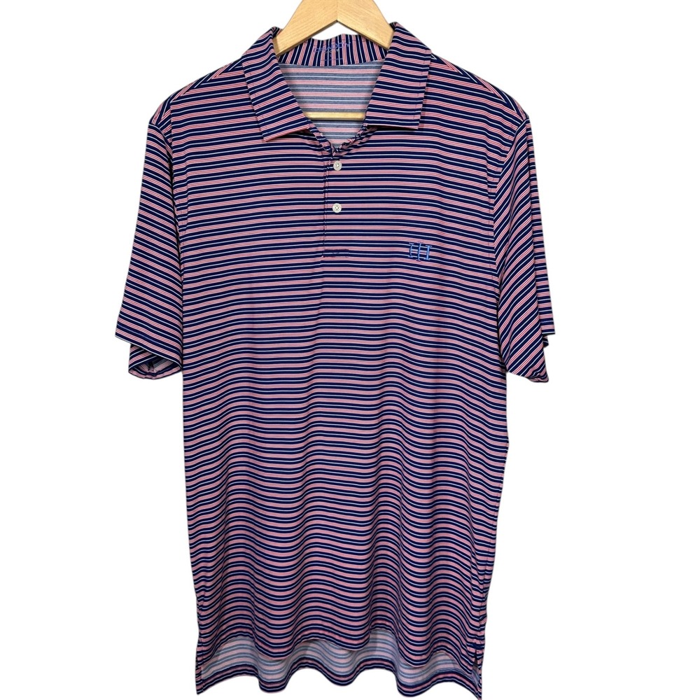 B. Draddy Sport Striped Performance Golf Polo Sz L Tech Stretch Business‎ Casual